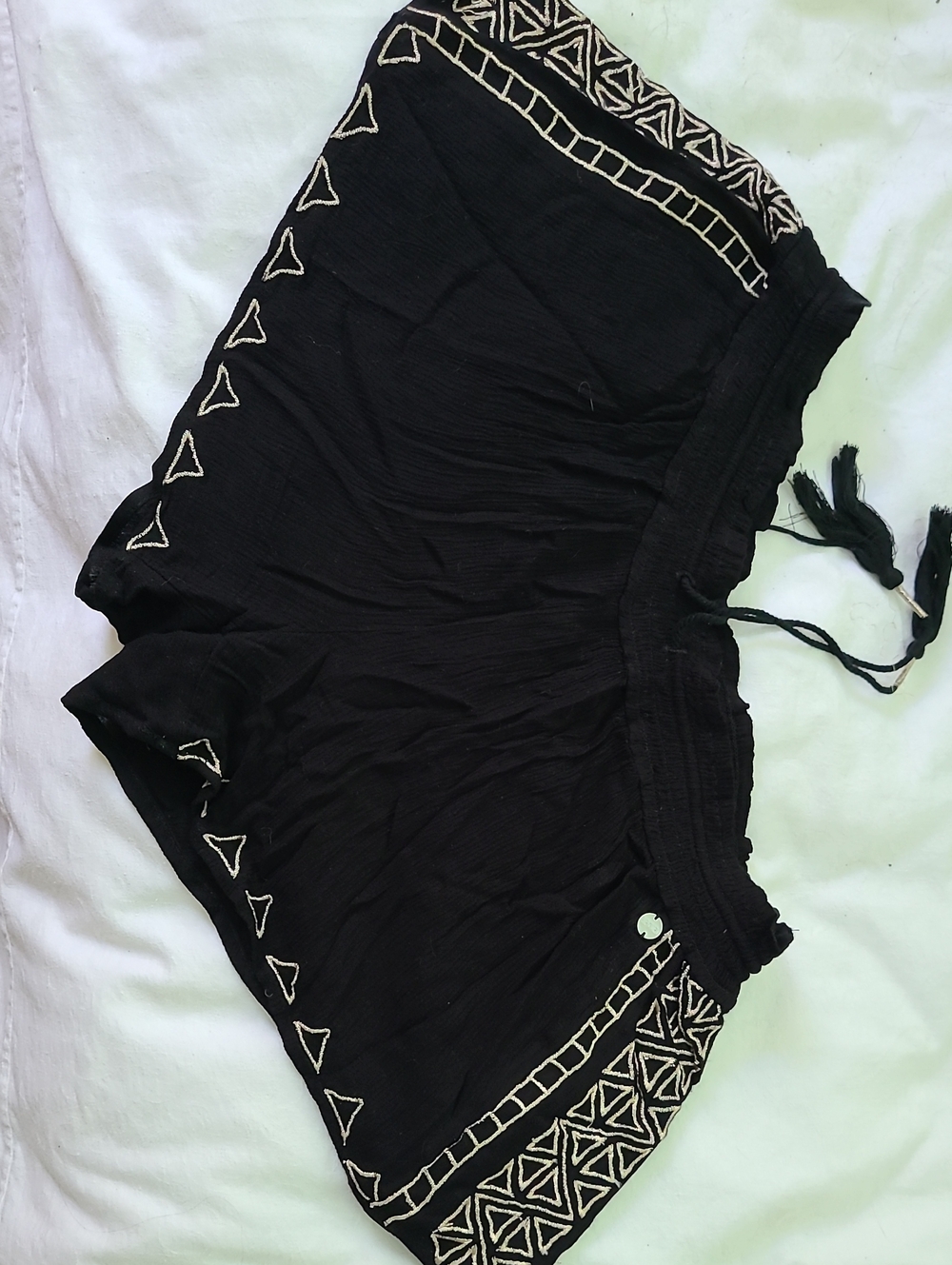 Rip Curl Black Women's Shorts with Off White Embroidery